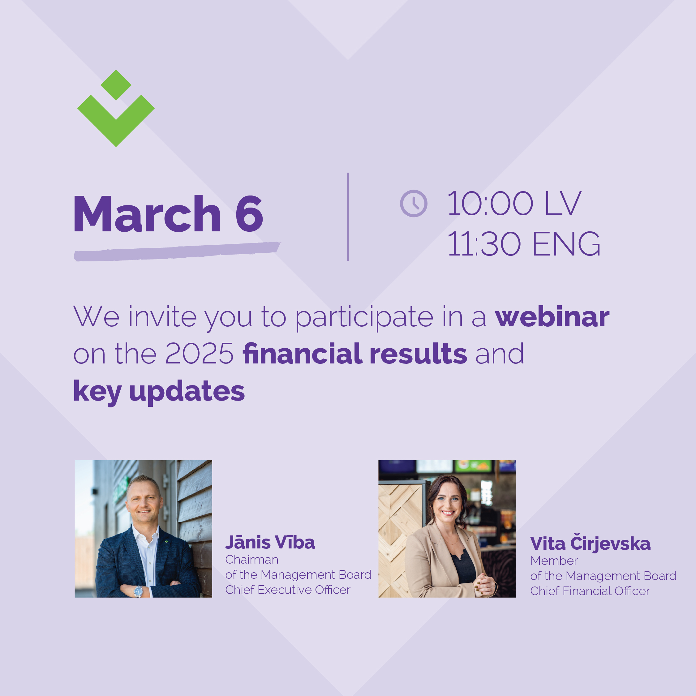 We invite you to participate in the upcoming company-hosted webinar on March 6 at 11:30 AM in English