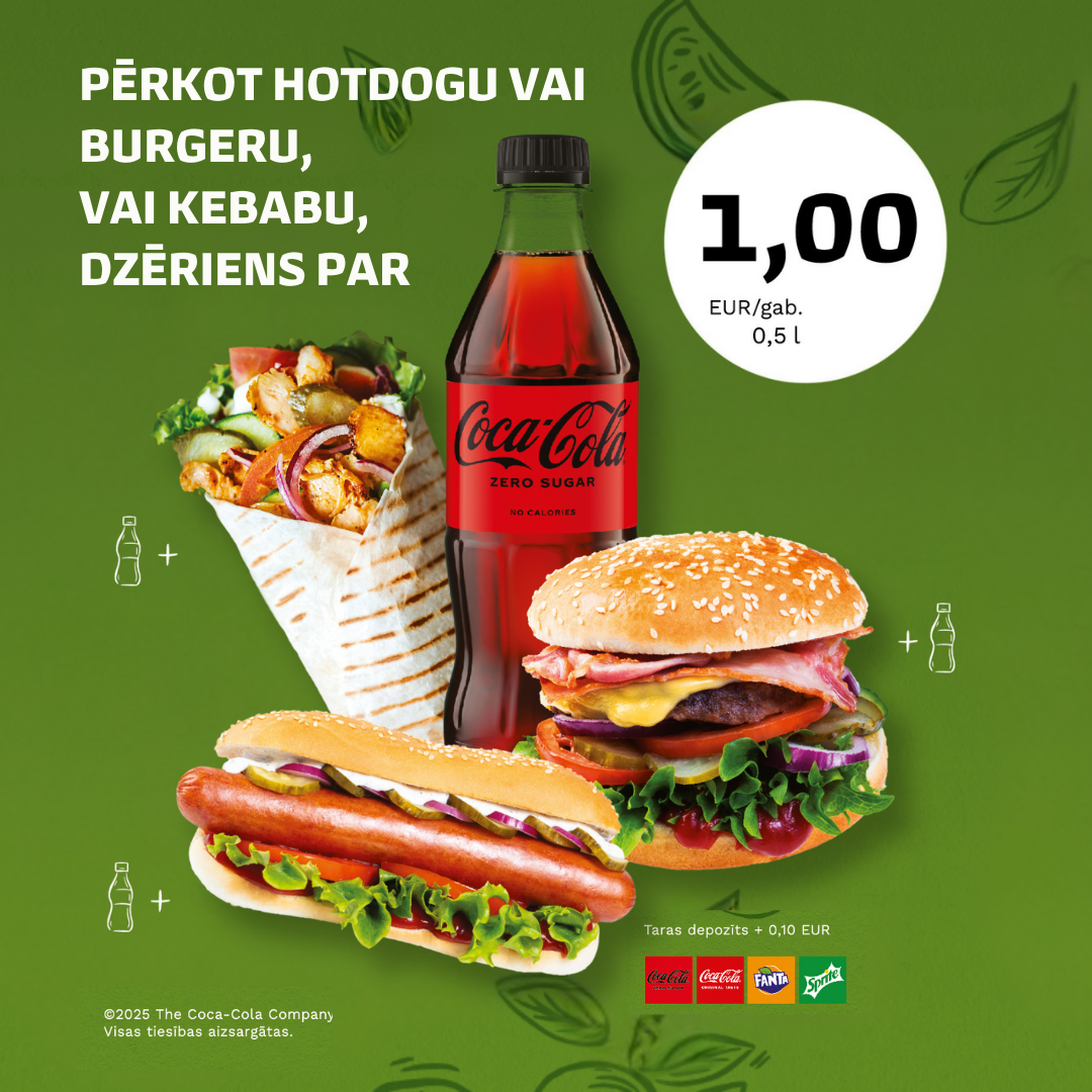 Dzēriens Coca-Cola 0,5l tikai 1 EUR