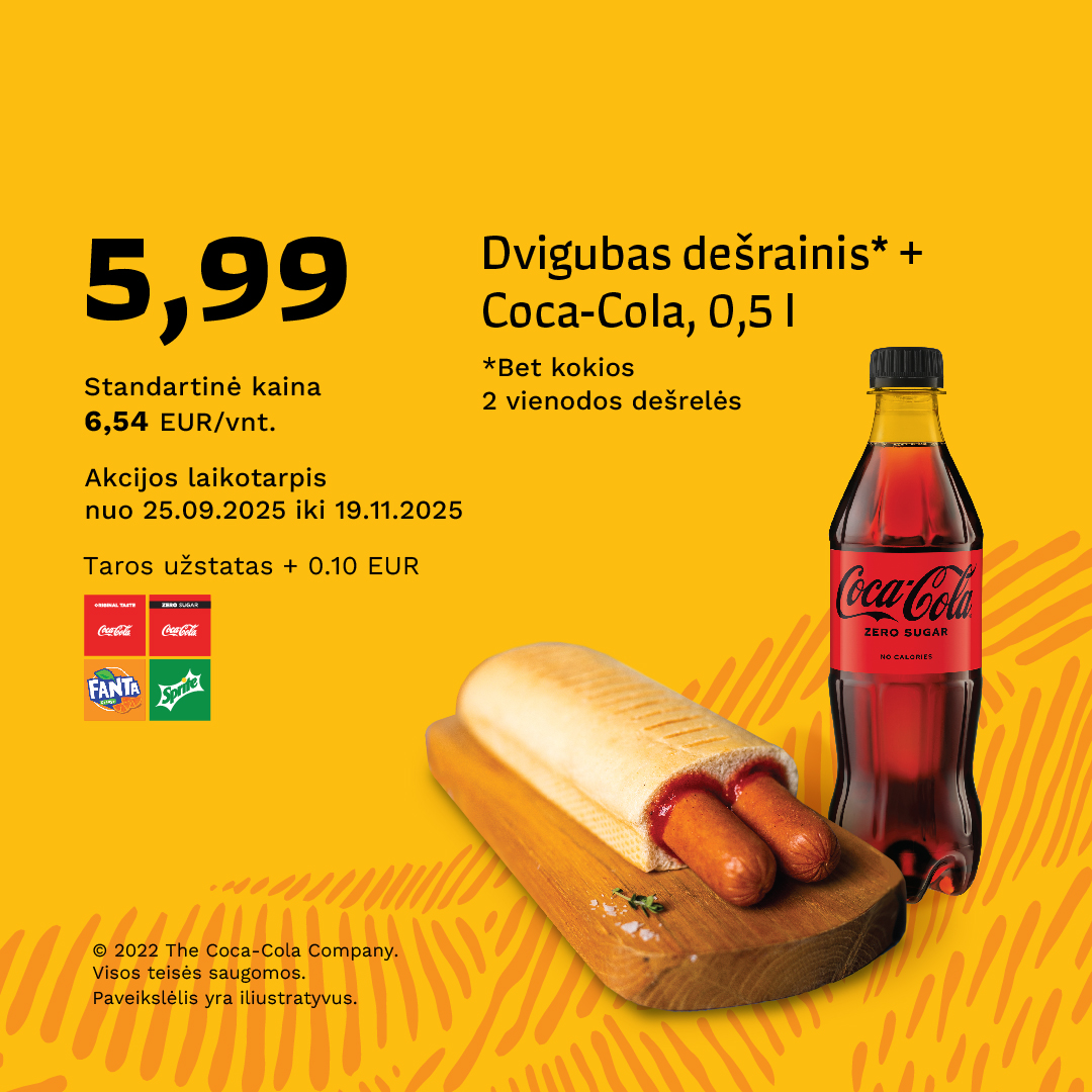 Dvigubas dešrainis + Coca-Cola, 0,5 l*