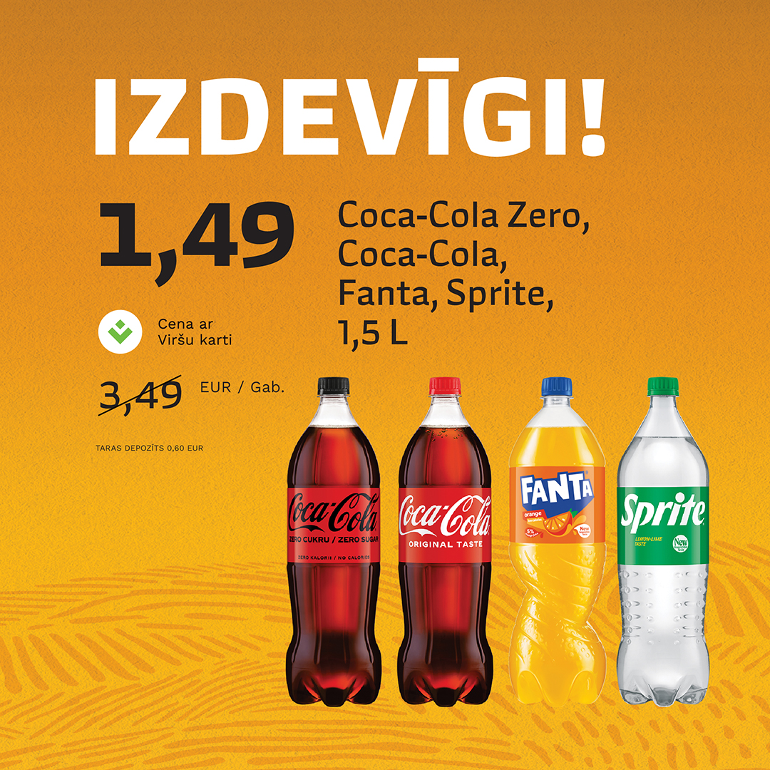 Coca-Cola, Coca-Cola Zero, Fanta, Sprite 1,5l