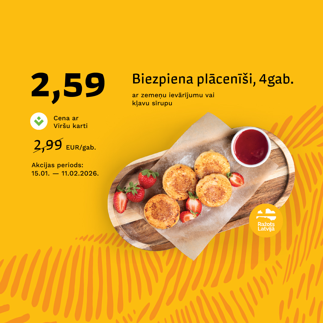 4 biezpiena plācenīši. Visi četri kūst uz mēles!